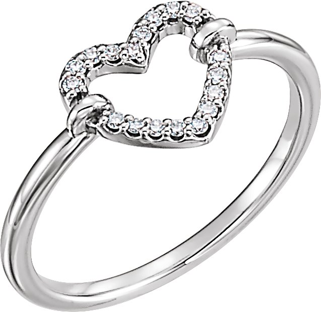 14K White .07 CTW Natural Diamond Heart Ring