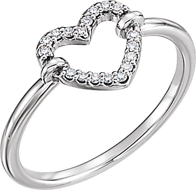 Sterling Silver .07 CTW Diamond Heart Ring