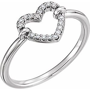 14K White .07 CTW Natural Diamond Heart Ring
