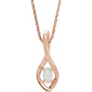 14K Rose Natural White Opal 16-18" Necklace