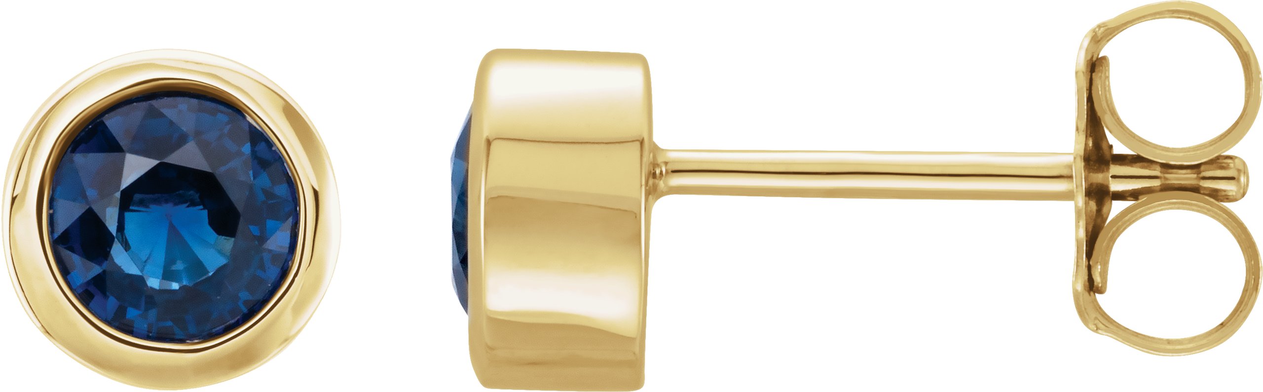 14K Yellow 4 mm Round Genuine Blue Sapphire Birthstone Earrings Ref 11736776