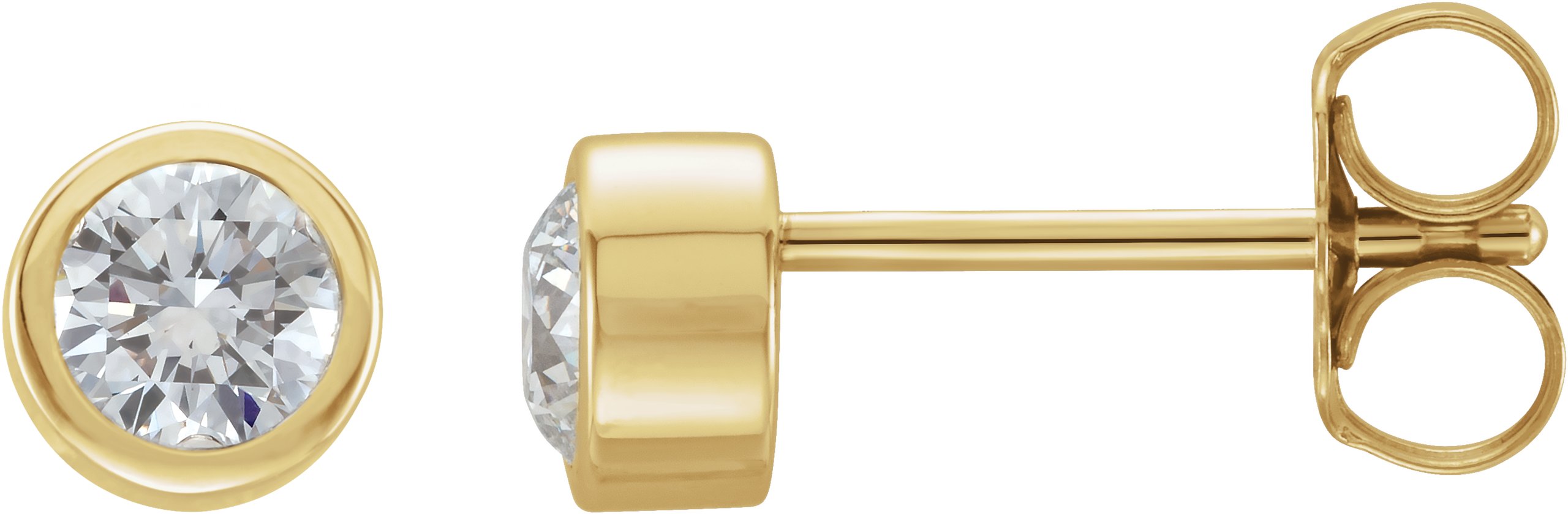 14K Yellow 3/4 CTW Natural Diamond Bezel-Set Earring