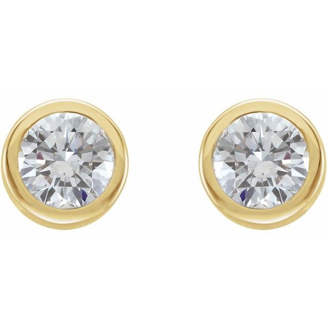 14K Yellow 1/2 CTW Natural Diamond Bezel-Set Earrings