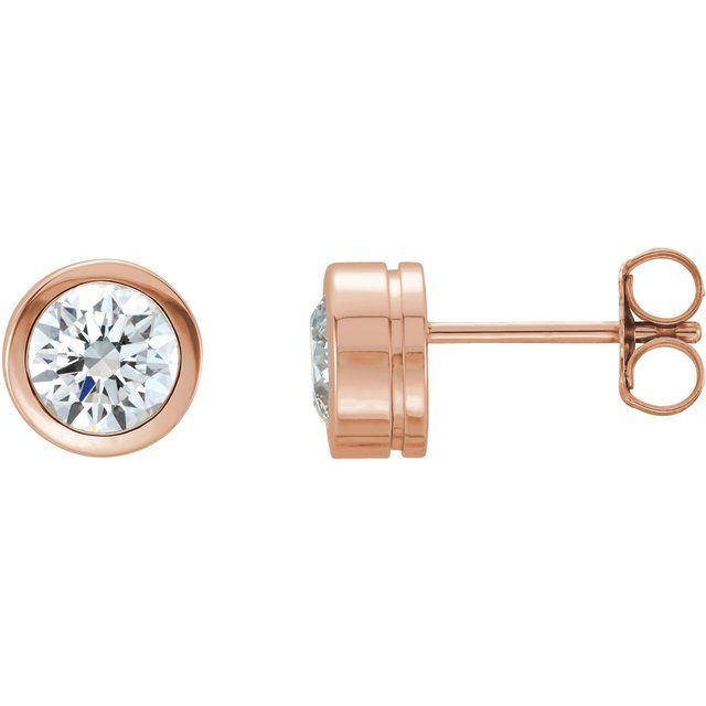 14K Rose 3/4 CTW Natural Diamond Bezel-Set Earring