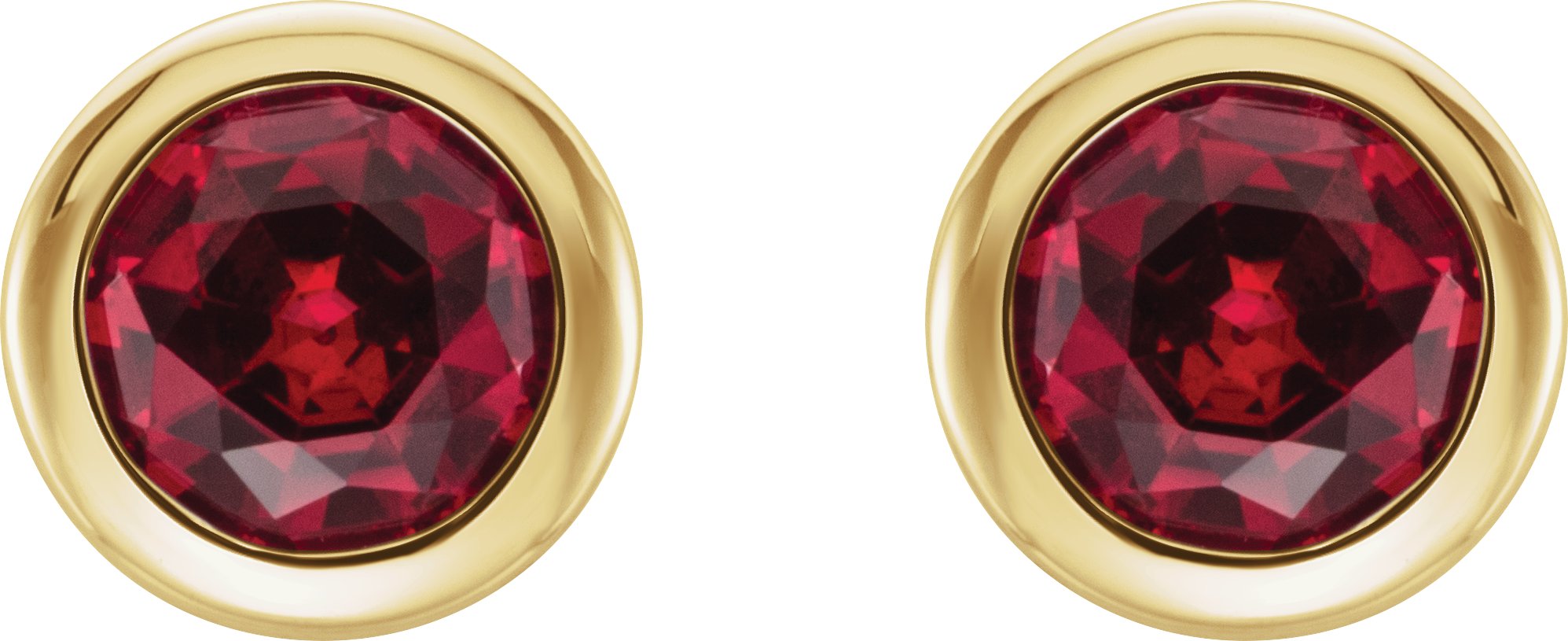 14K Yellow Lab-Grown Ruby Bezel-Set Earrings