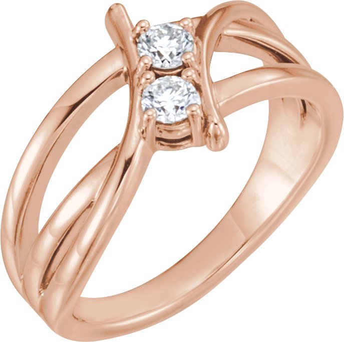 14K Rose 1/4 CTW Diamond Two-Stone Ring  