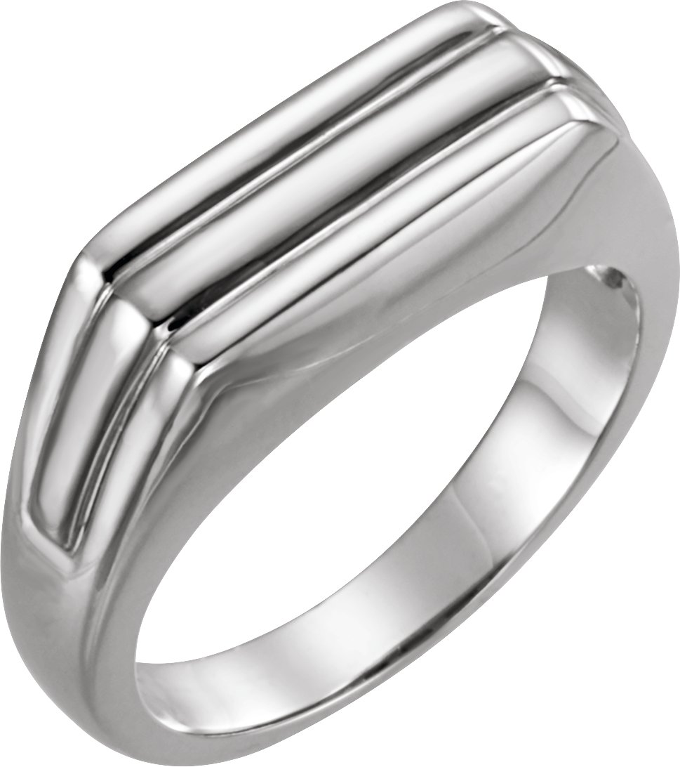 14K White Grooved Bar Ring<br>(Size 10)