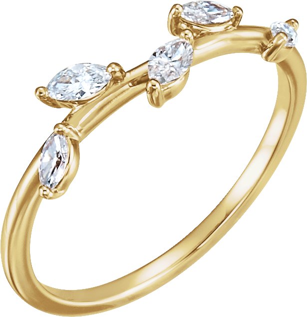 14K Yellow 1/4 CTW Diamond Leaf Ring