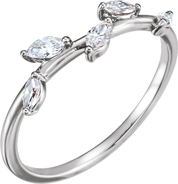 14K White 1/3 CTW Diamond Leaf Ring