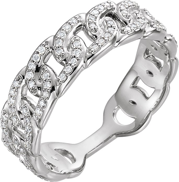 14K White 1/4 CTW Natural Diamond Stackable Link Ring 