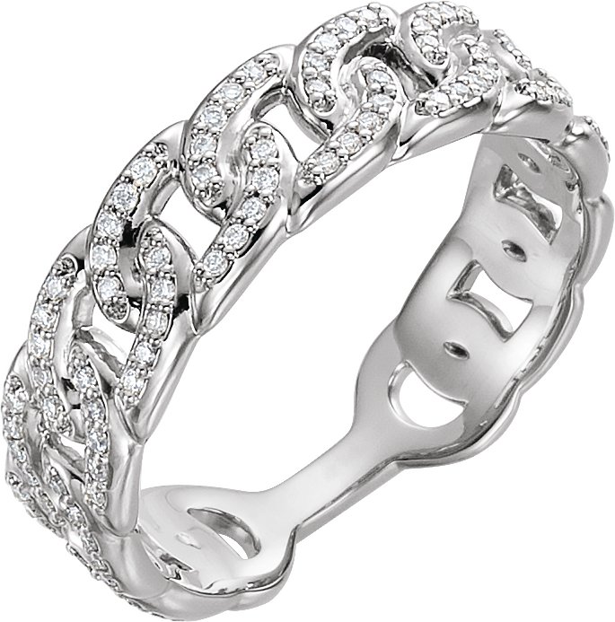 14K White .25 CTW Diamond Stackable Chain Link Ring Ref. 12495404