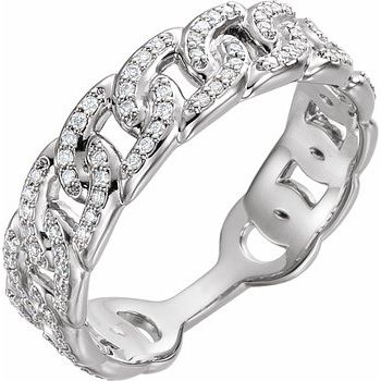 14K White .25 CTW Diamond Stackable Chain Link Ring Ref. 12495404