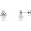 14K White Freshwater Pearl and .06 CTW Diamond Earrings Ref. 12495528