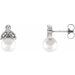 14K White Cultured Freshwater Pearl & .06 CTW Natural  Diamond Earrings
