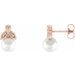 14K Rose Cultured Freshwater Pearl & .06 CTW Natural  Diamond Earrings