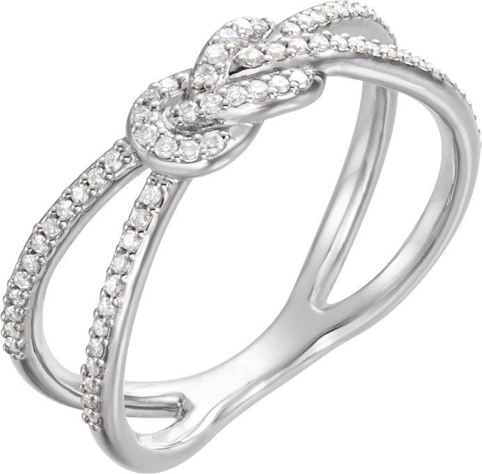 14K White 1/5 CTW Diamond Knot Ring