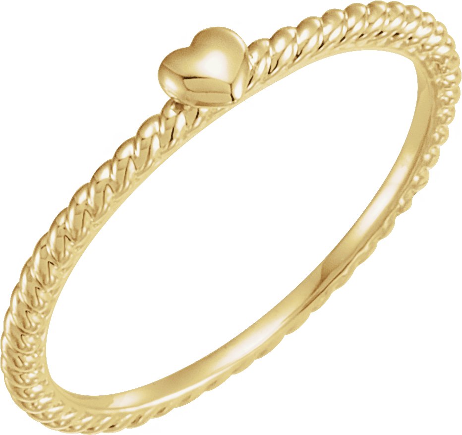 14K Yellow Heart Rope Ring