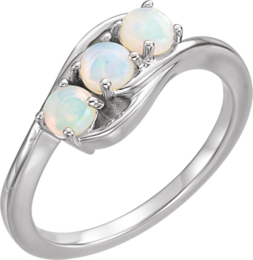 14K White Opal Three Stone Ring Ref 12563441