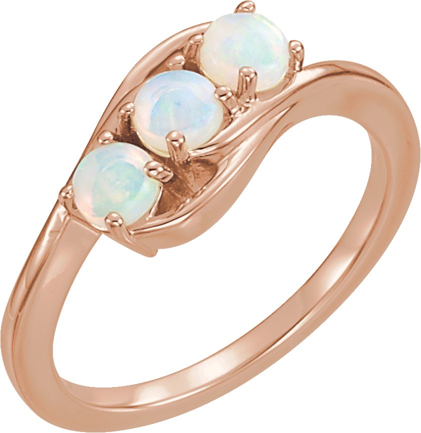 14K Rose Opal Three Stone Ring Ref 12563443