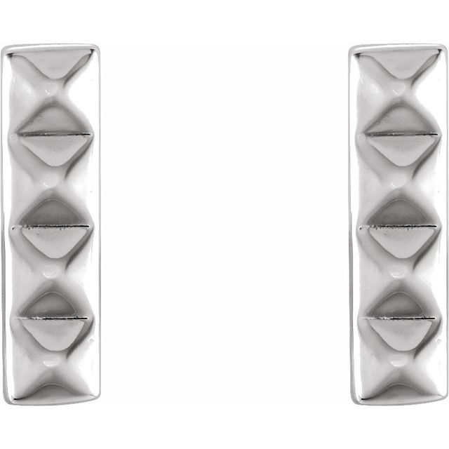 14K White Pyramid Bar Earrings