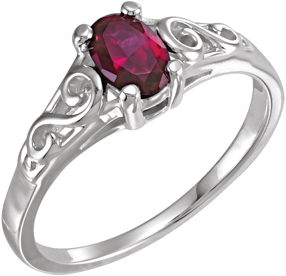 Sterling Silver January Youth Imitation Birthstone Ring 