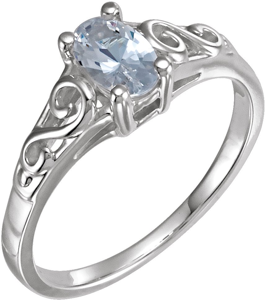 Sterling Silver April Youth Imitation Birthstone Ring 