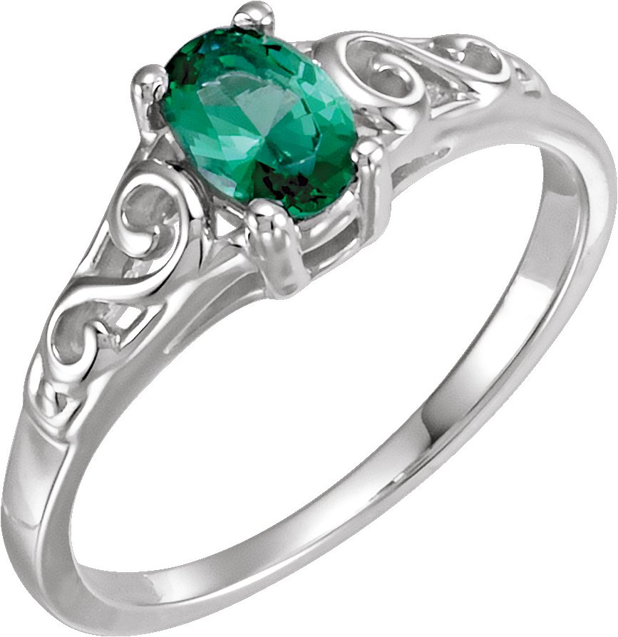 Sterling Silver May Youth Imitation Birthstone Ring 