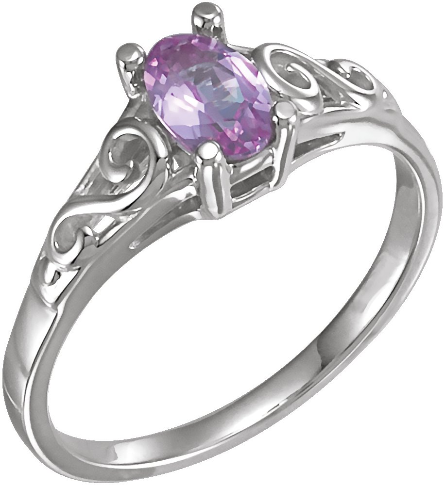 Sterling Silver October Youth Imitation Birthstone Ring 