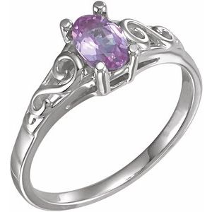 Sterling Silver October Youth Imitation Birthstone Ring 