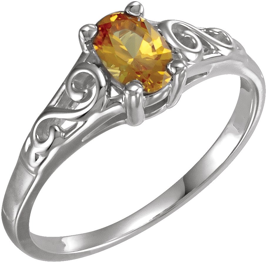 Sterling Silver November Youth Imitation Birthstone Ring 