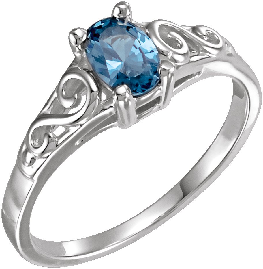 Sterling Silver December Youth Imitation Birthstone Ring 