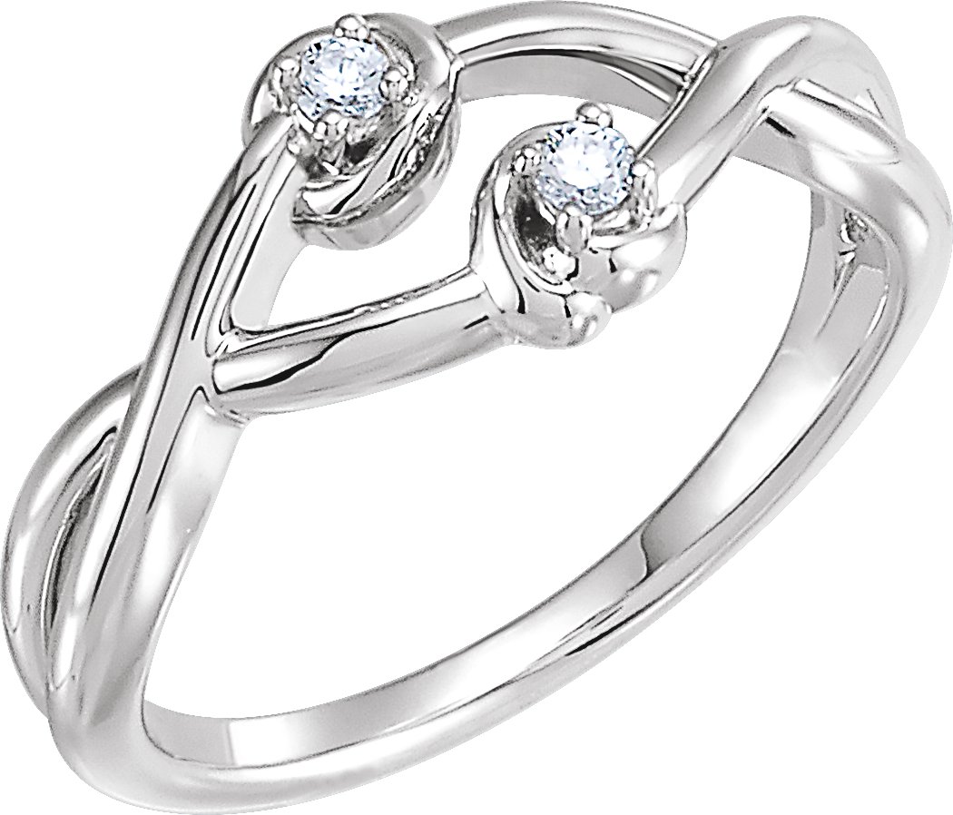 14K White .06 CTW Diamond Double Knot Ring