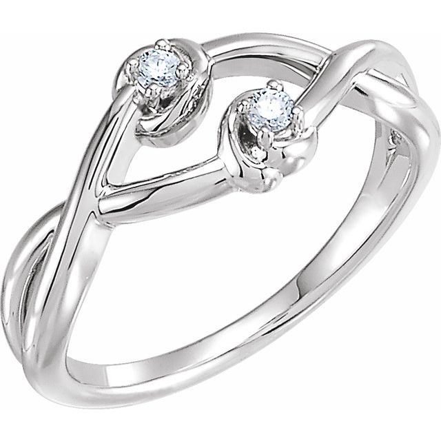 14K White .06 CTW Natural Diamond Double Knot Ring