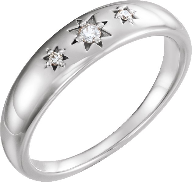 Sterling Silver .05 CTW Natural Diamond Starburst Ring