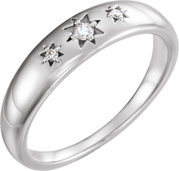 14K White .05 CTW Diamond Starburst Ring