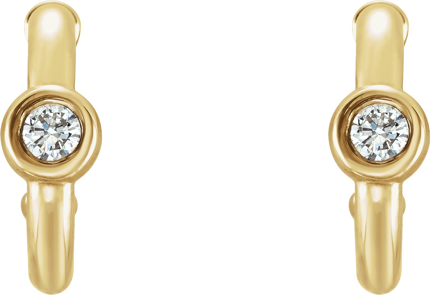 14K Yellow 3 mm Round White Sapphire Huggie Earrings