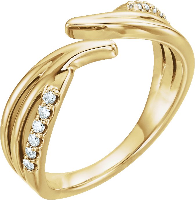 14K Yellow 1/8 CTW Diamond Bypass Ring