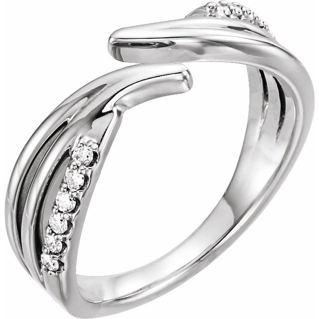 14K White 1/8 CTW Natural Diamond Bypass Ring