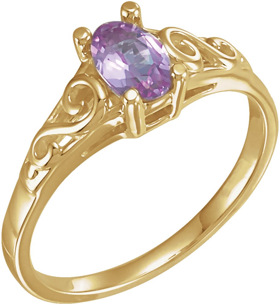 14K Yellow October Youth Imitation Birthstone Ring