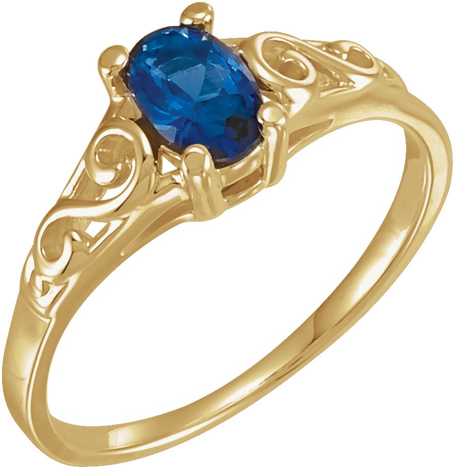 14K Yellow September Youth Imitation Birthstone Ring