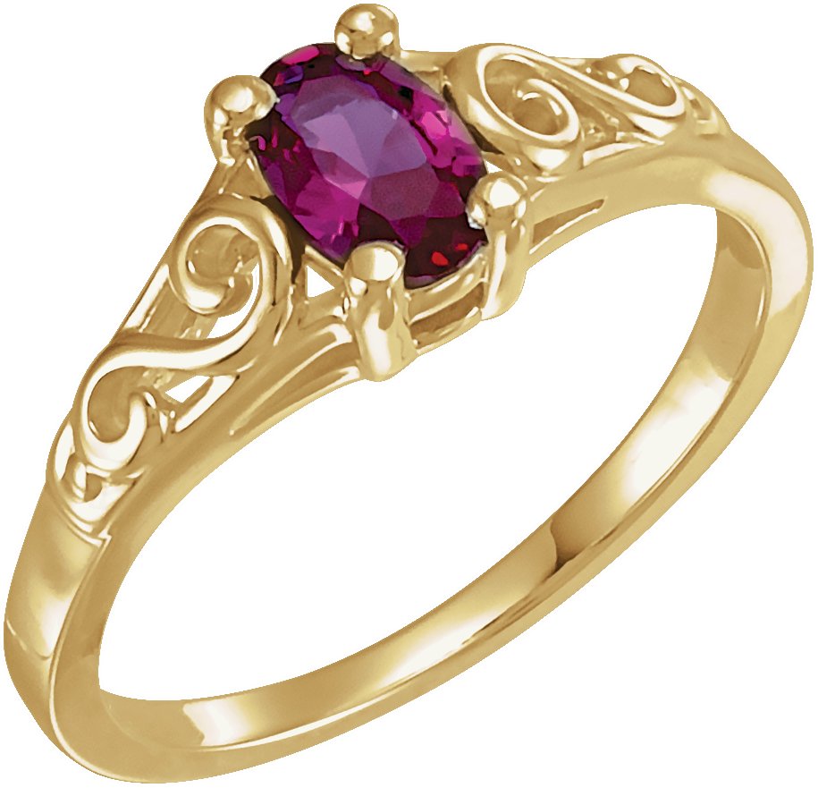 14K Yellow July Youth Imitation Birthstone Ring