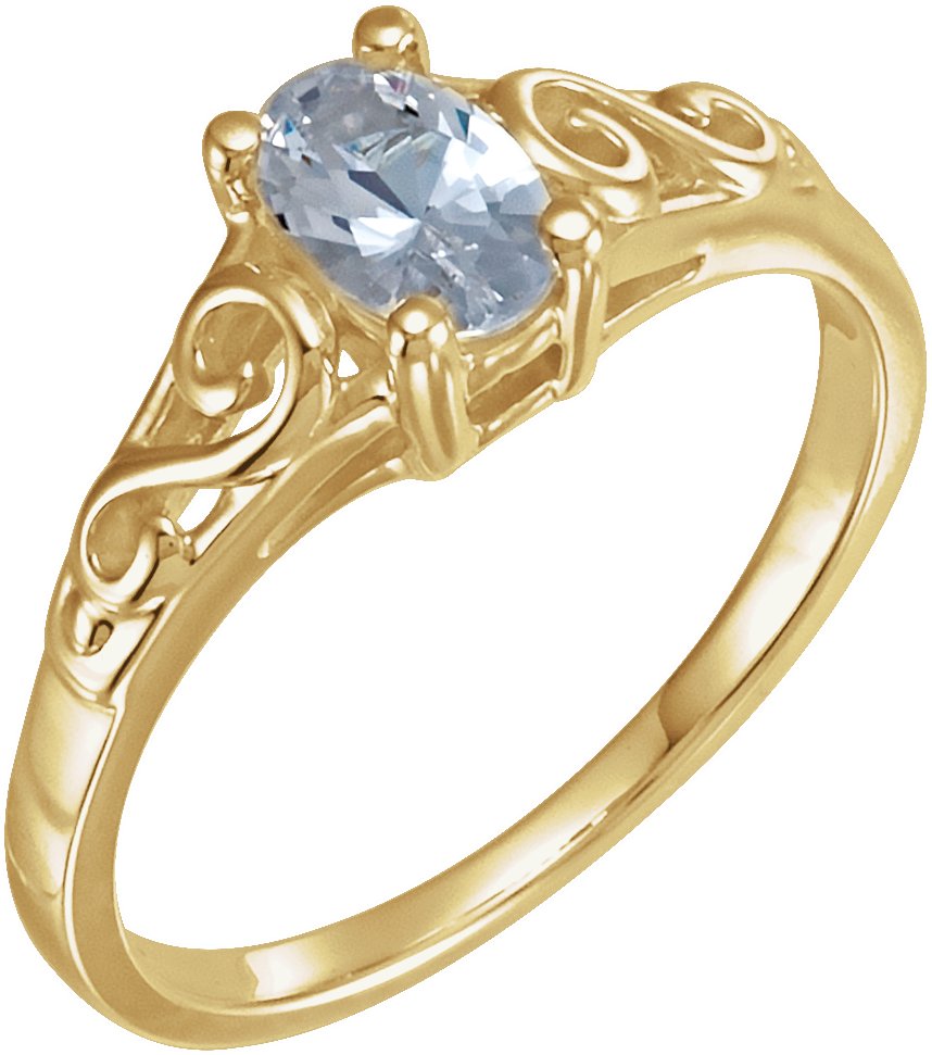 14K Yellow April Youth Imitation Birthstone Ring