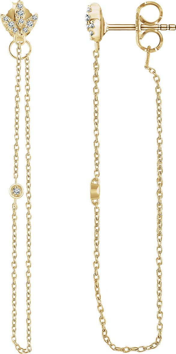 14K Yellow .08 CTW Natural Diamond Chain Earrings