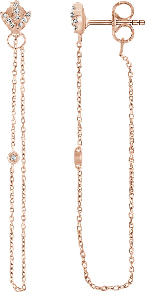 14K Rose .08 CTW Natural Diamond Chain Earrings