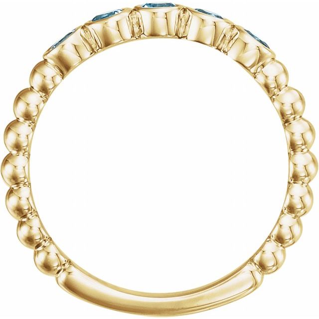 14K Yellow Natural Aquamarine Beaded Ring