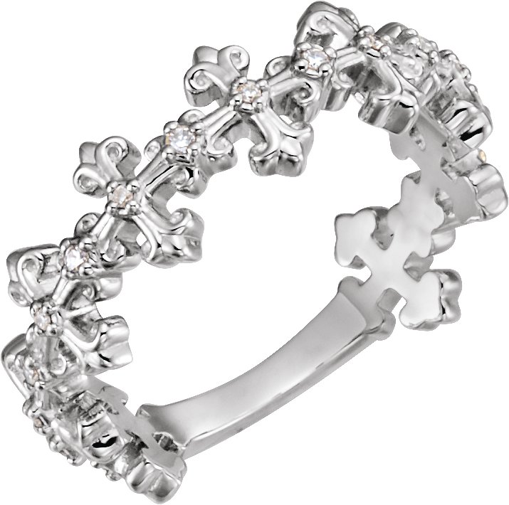 Sterling Silver .06 CTW Diamond Cross Ring