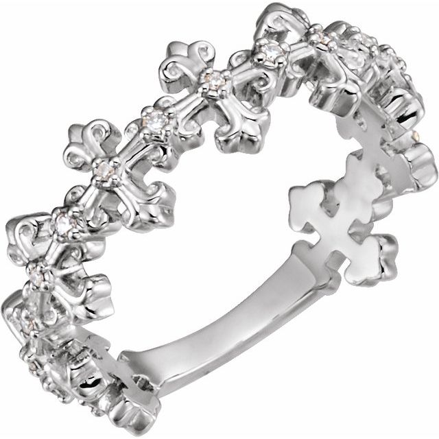 Sterling Silver .06 CTW Natural Diamond Cross Ring