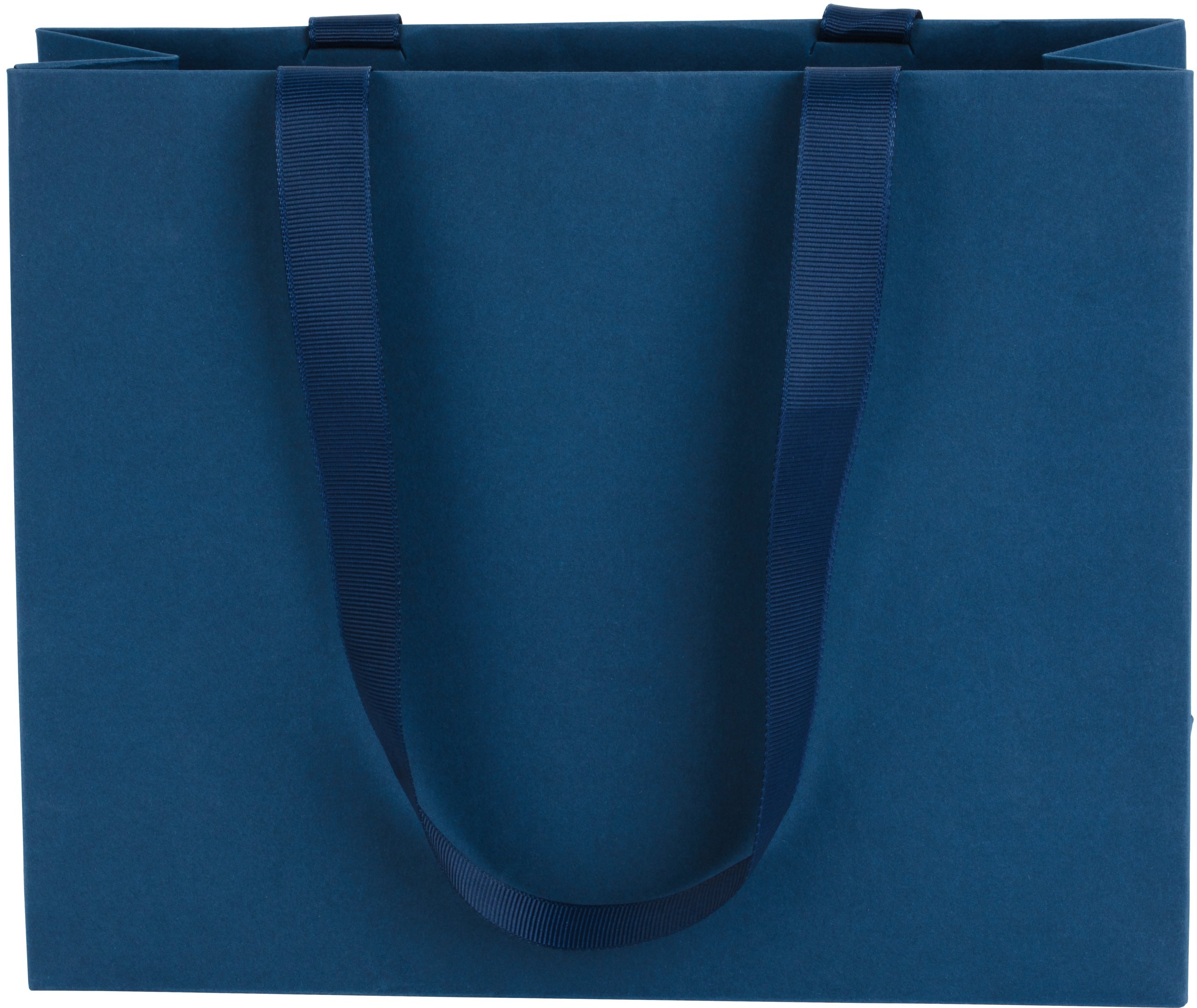 Navy Blue Matte Paper Gift Bags With Ribbon Handle