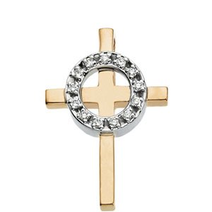 Two Tone Diamond Cross Pendant .13 CTW Ref 966197