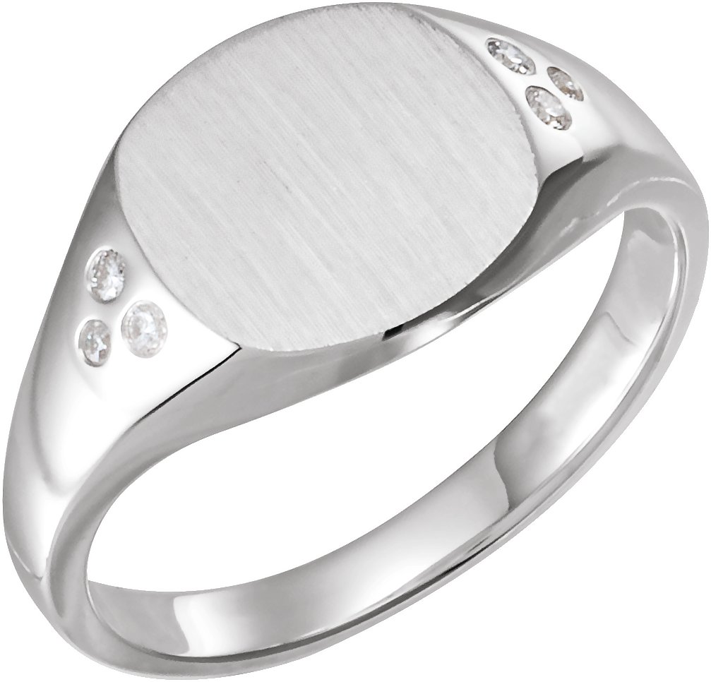 14K White .05 CTW Natural Diamond Square Signet Ring